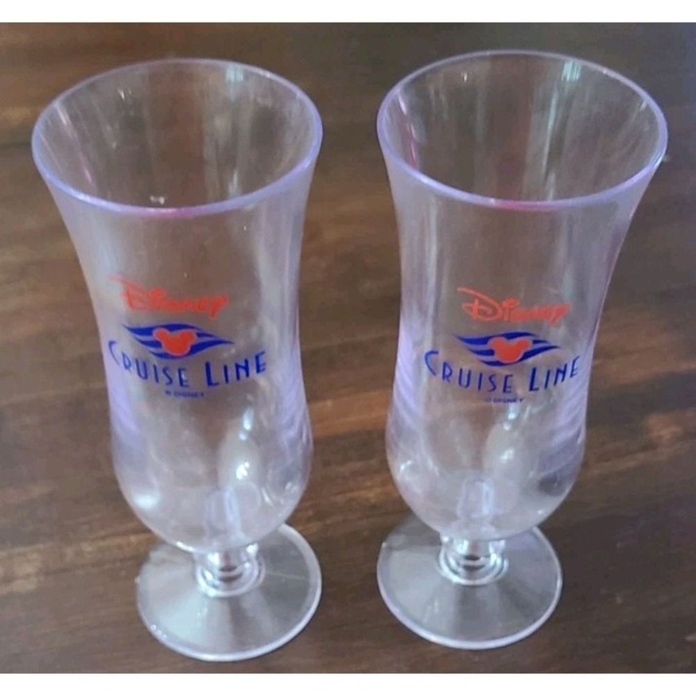 Disney Cruise Line DCL Plastic Fancy Hurricane Drink Glass Clear